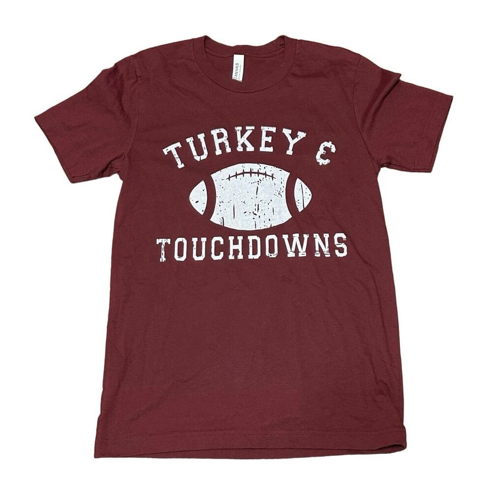 Fall Turkey‎ & Football Burgundy T Shirt Small